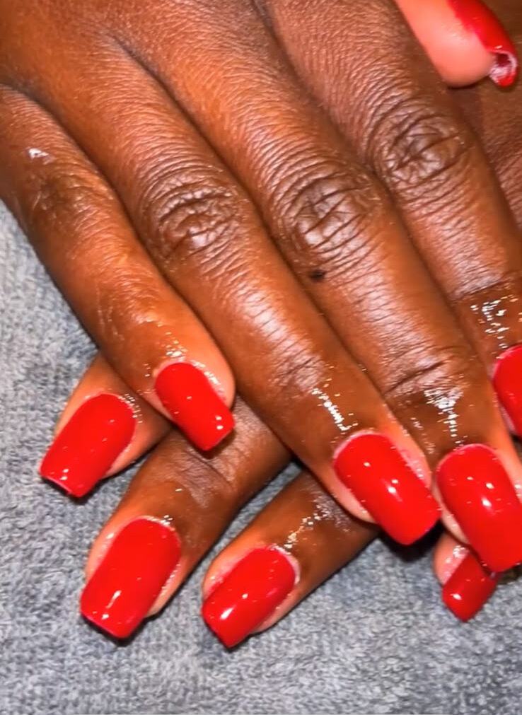 Poly Gel nails — glossy red square set